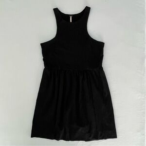 FREE PEOPLE Little Black Mini Dress Cocktail Party Sleeveless Embossed Floral